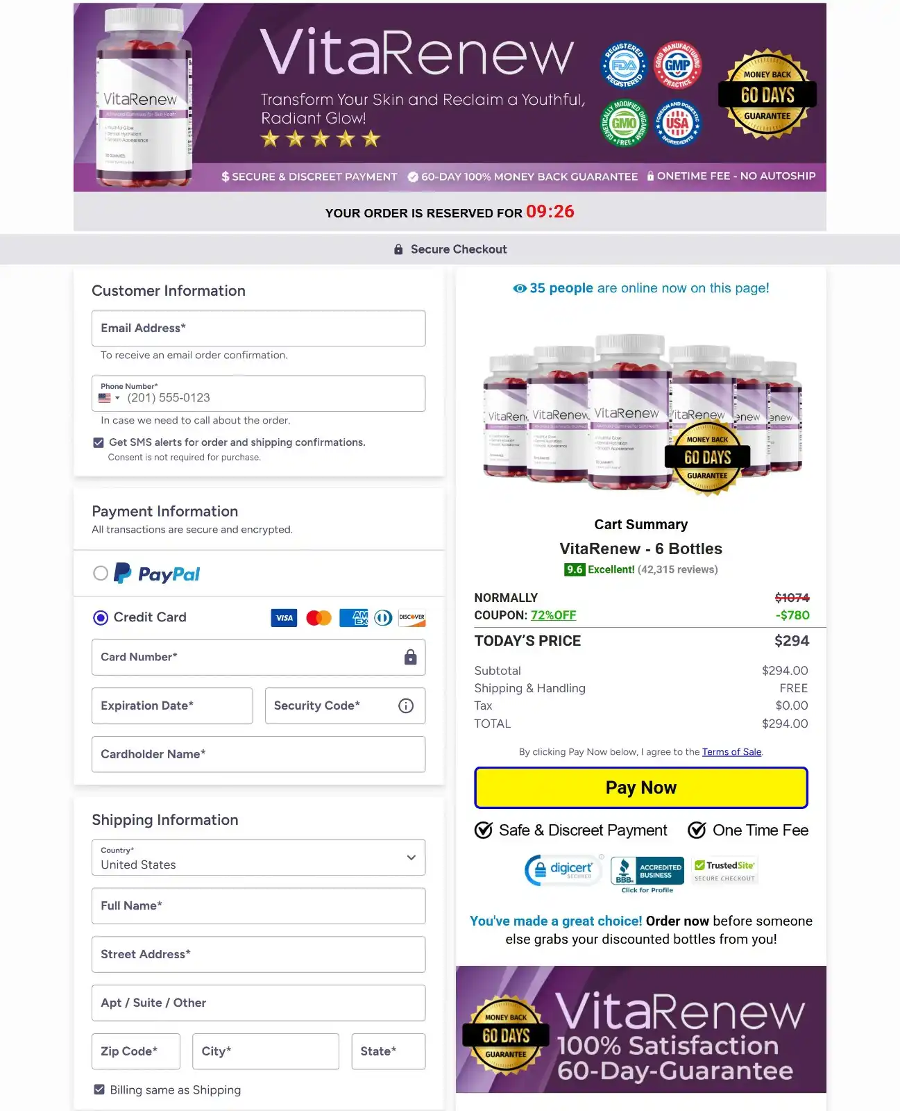 VitaRenew paymentsnap